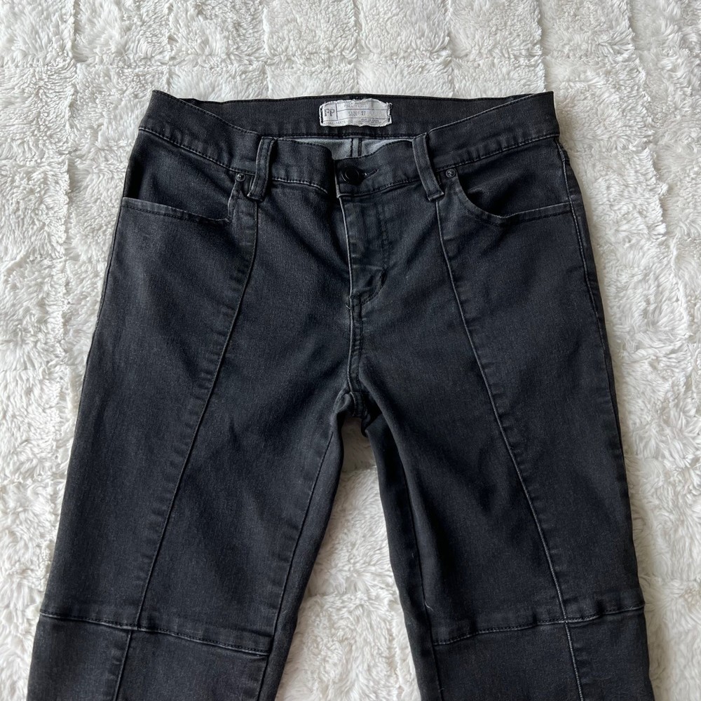 Free People Washed Black Moto Skinny Jeans 27 - Picture 7 of 10